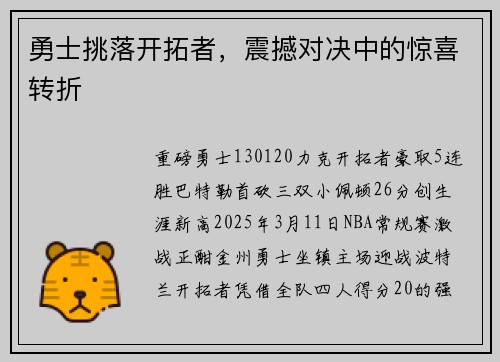 勇士挑落开拓者，震撼对决中的惊喜转折
