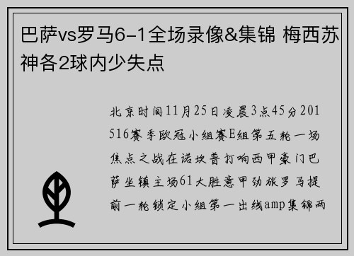 巴萨vs罗马6-1全场录像&集锦 梅西苏神各2球内少失点